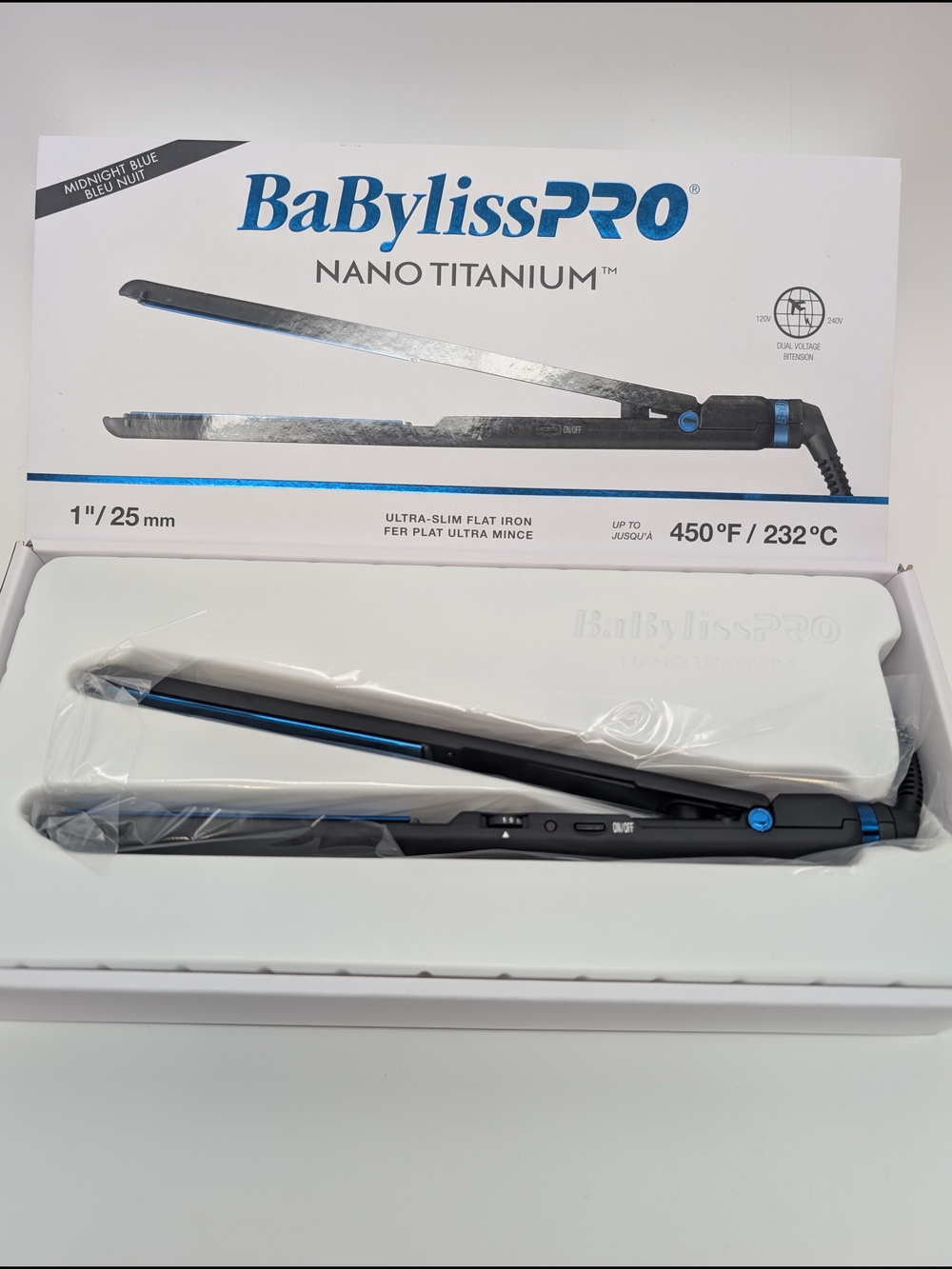 BaBylissPRO Nano Titanium 1" Flat Iron in Midnight Blue